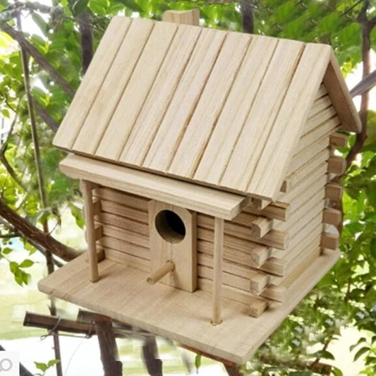 DecorBites™ Handmade Wooden Bird Nest Box for Outdoor Decor