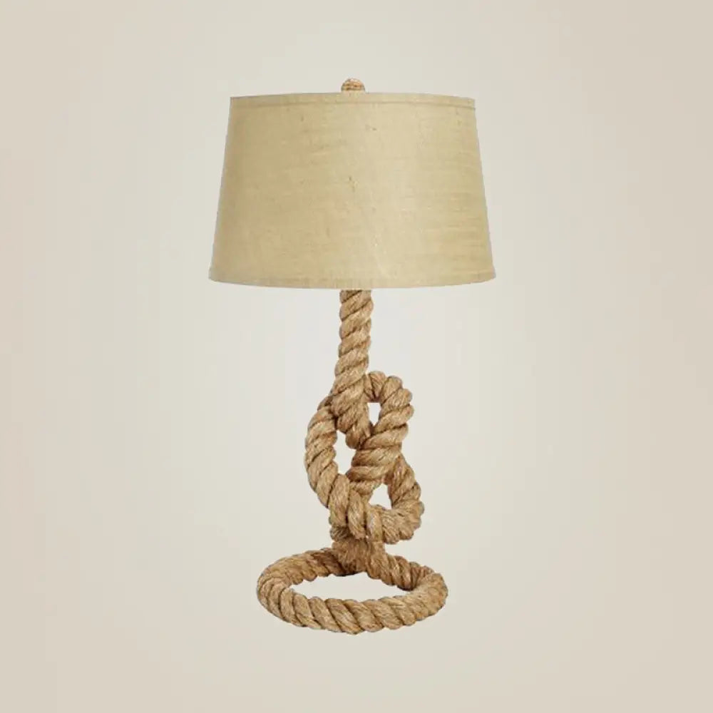 DecorBites™ Industrial Barrel Desk Lamp with Coarse Knots Rope Base - Fabric White, 1 Head - Perfect for Living Room