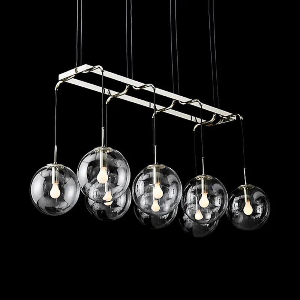 DecorBites™ Industrial Smoke Glass Island Lighting 6/8/10-Light Nickel/Bronze LED Pendant Fixture