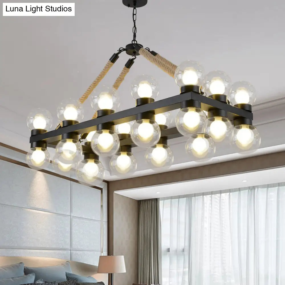 DecorBites™ Industrial-Style Black Molecular Chandelier with 24 Clear Glass Lights for Dining Room or Island Ceiling