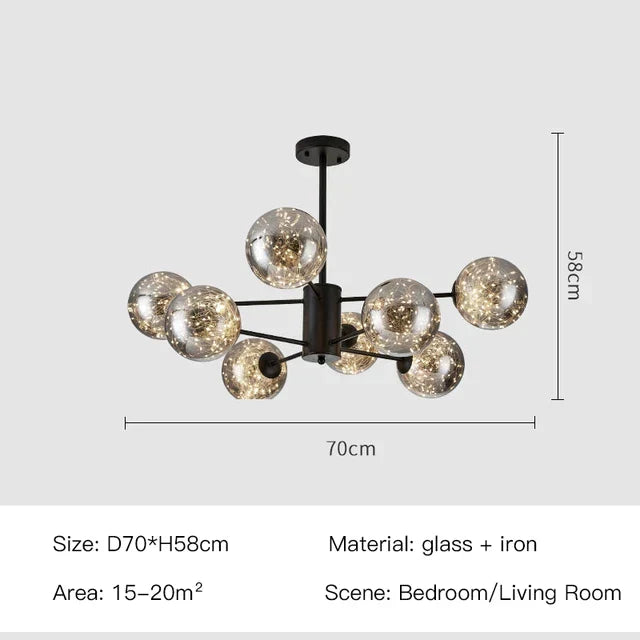 DecorBites™ Luxury Glass Ball Nordic Chandeliers - Dimmable