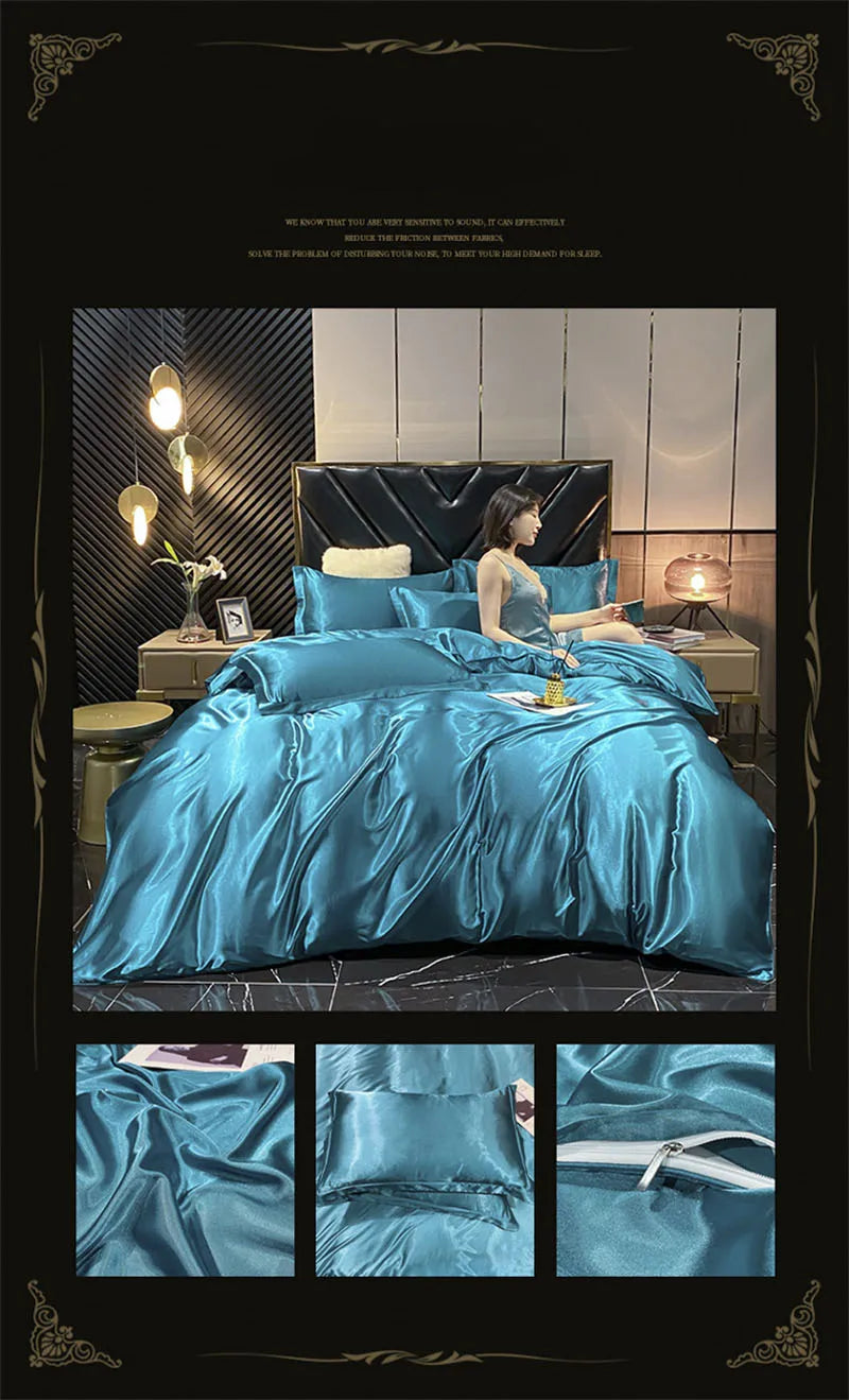 DecorBites™ Luxury Silk Bedding Set with Sheets, Queen & King Sizes