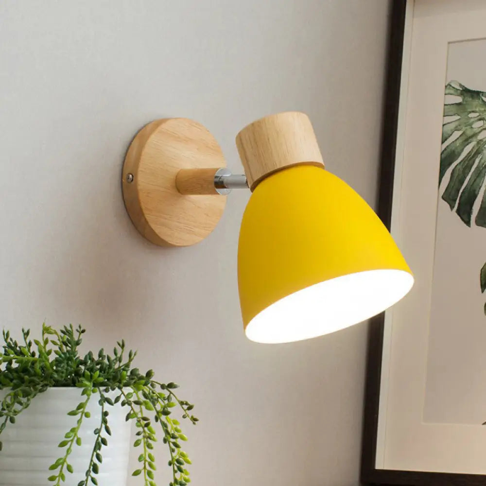DecorBites™ Macaron Wood Wall Mounted Lamp with Dome Aluminum Shade - Corridor Wall Light Fixture