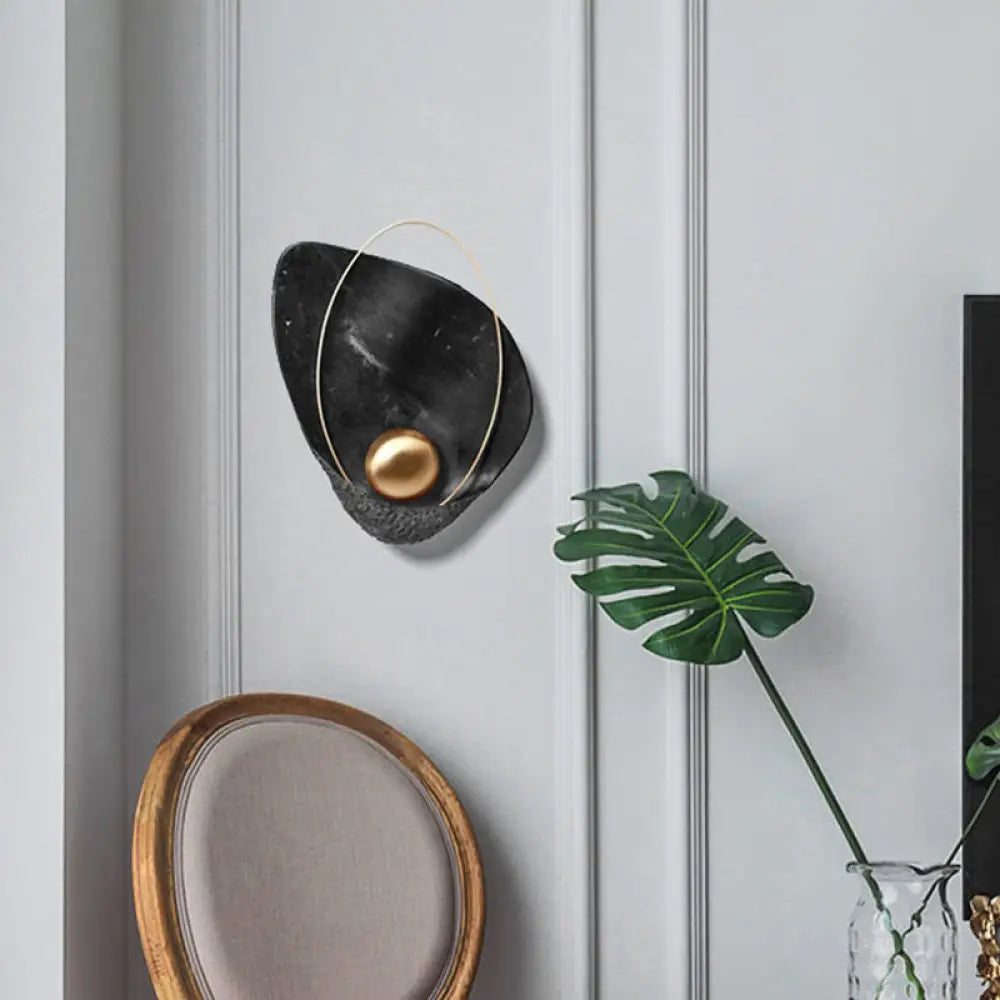 DecorBites™ Marble Teardrop Sconce Lamp: Designer 1-Light Flush Mount Wall Light in Black/White for Living Room