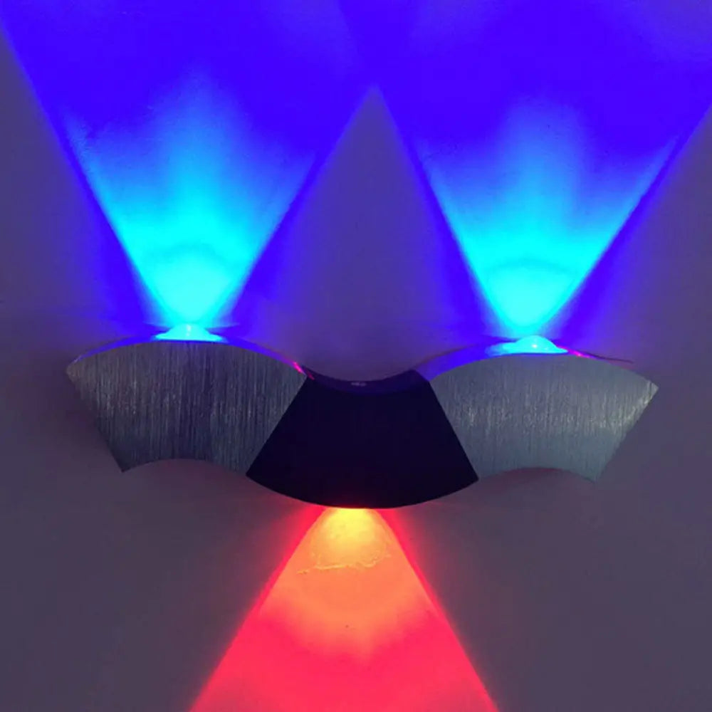 DecorBites™ Metallic LED Wall Sconce with Wavy Black/Silver Design and Colorful Lights