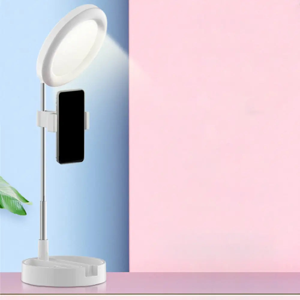 DecorBites™ Minimal LED Makeup Lighting Mobile Phone Holder with USB Fill Flush Lamp in Black/White/Pink