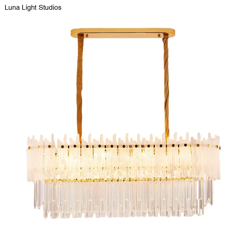 DecorBites™ Minimalist 9-Light Crystal Chandelier for Dining Room - Clear Island Lighting