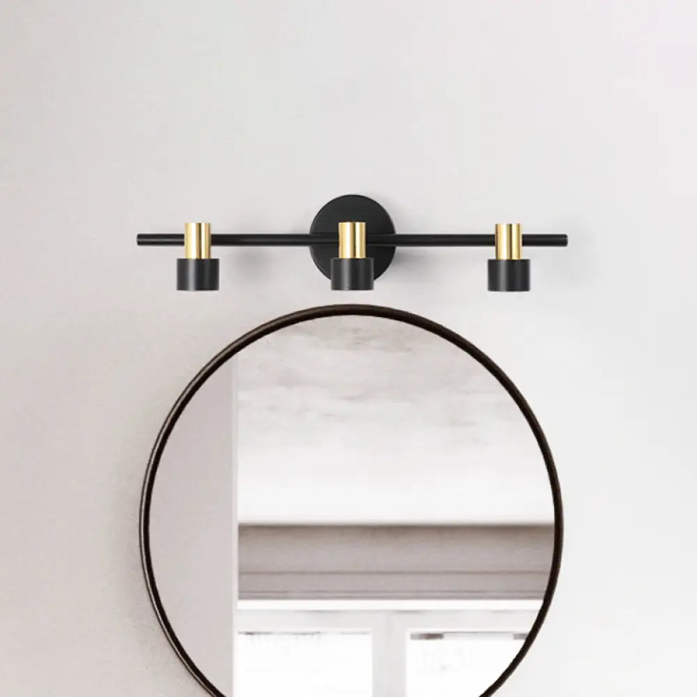 DecorBites™ Minimalist Black Cylinder Wall Light: 3-Head Metallic Vanity Lamp in Warm, White, and Natural Light