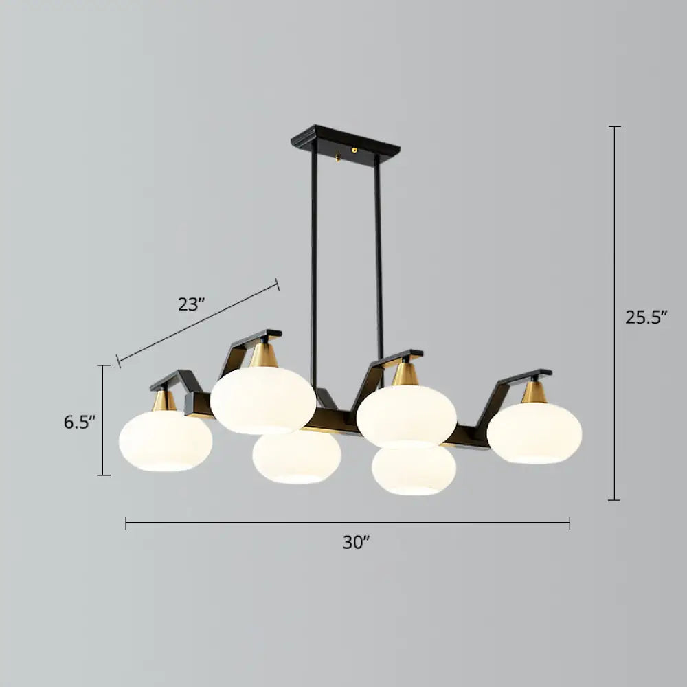 DecorBites™ Minimalist Black Linear Hanging Lamp with Oval Opal Glass Shade - Perfect for Dining Room Island Lighting