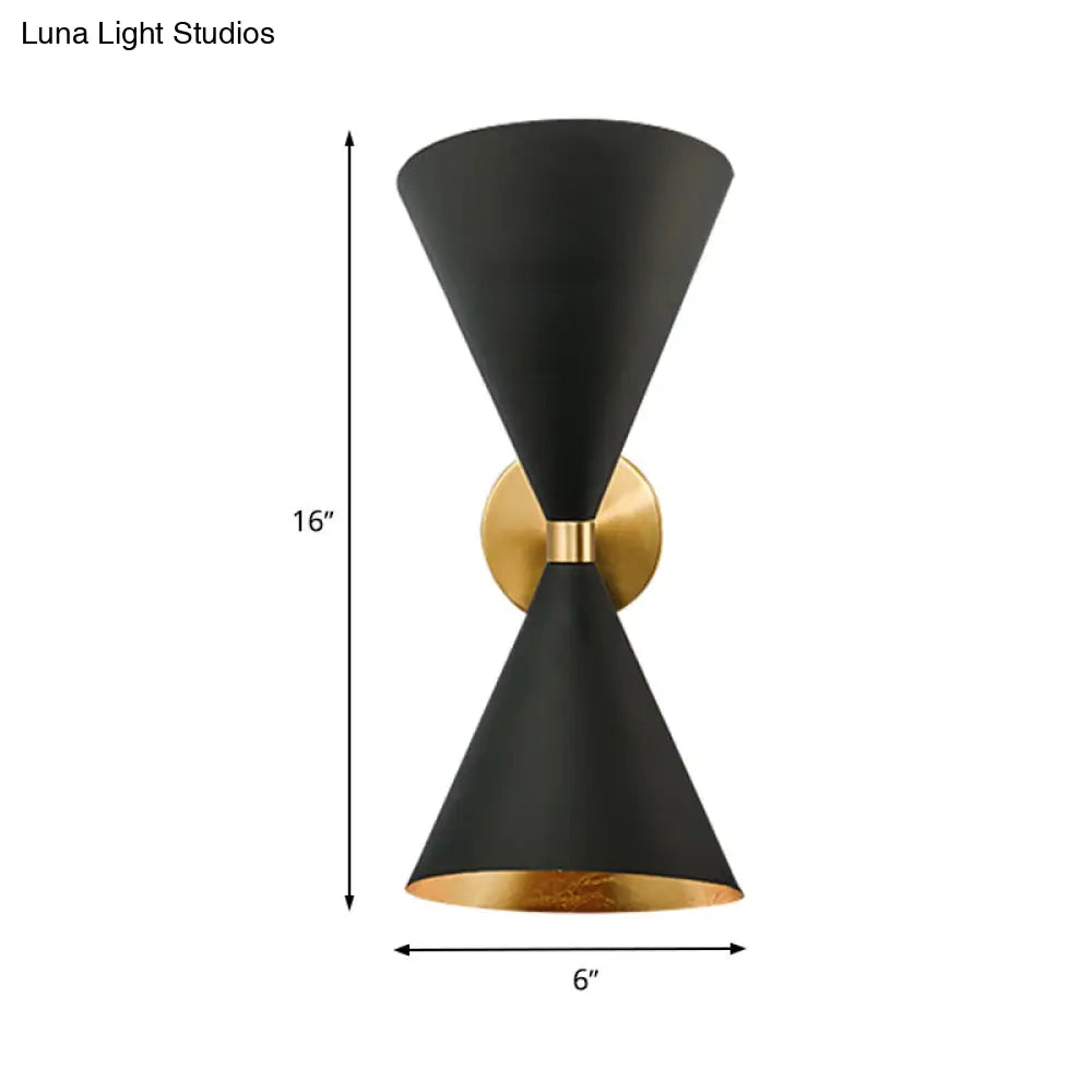 DecorBites™ Minimalist Dual Cone Metal Wall Light with 2 bulbs - Black