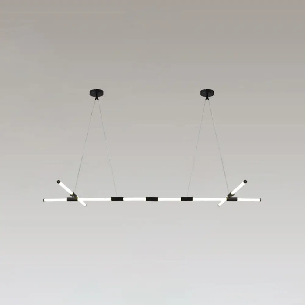 DecorBites™ Minimalist Glass Tube Pendant Lamp with Frosted White Shade and Black LED for Offices