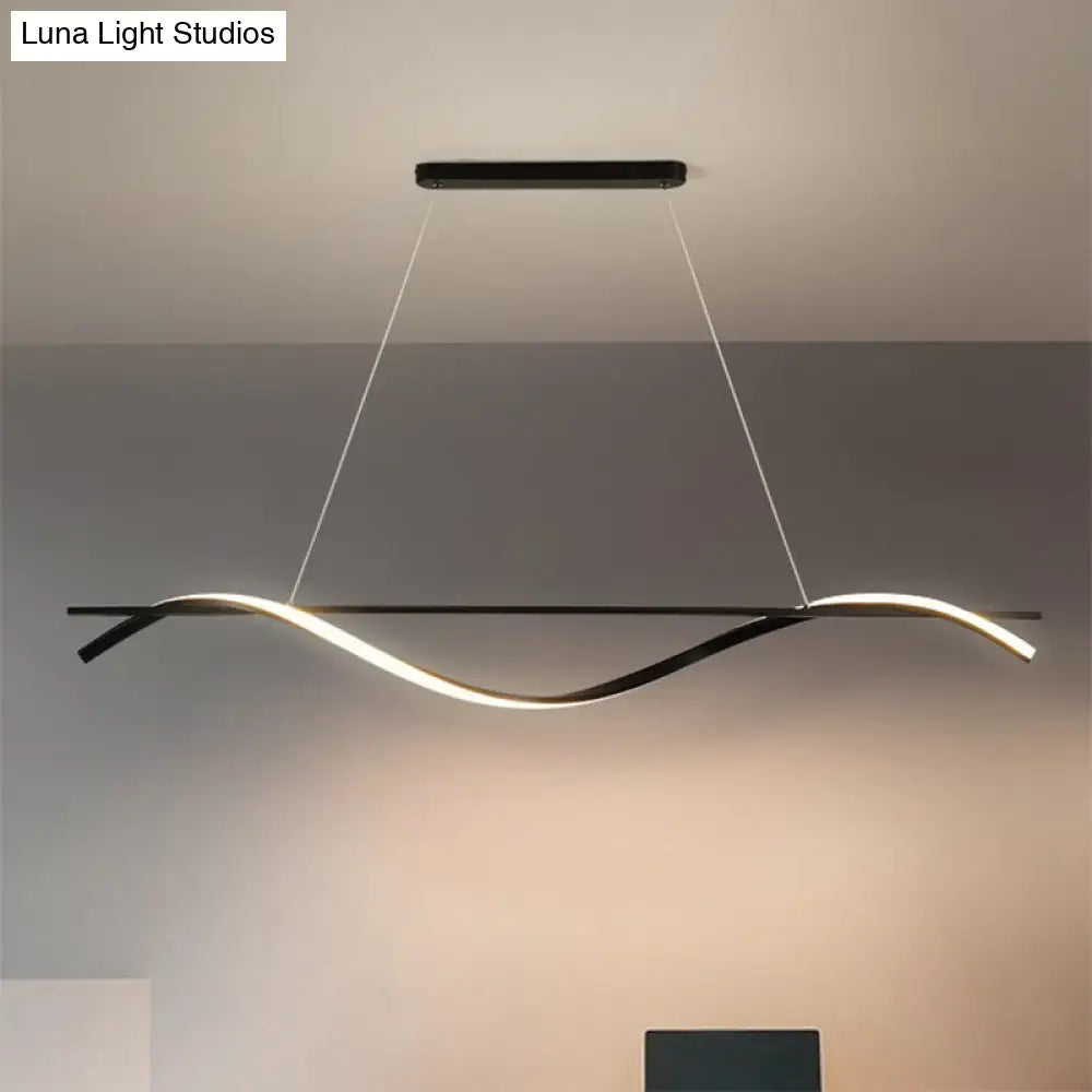 DecorBites™ Minimalist LED Hanging Island Light for Dining Room in Black, Warm/White Light