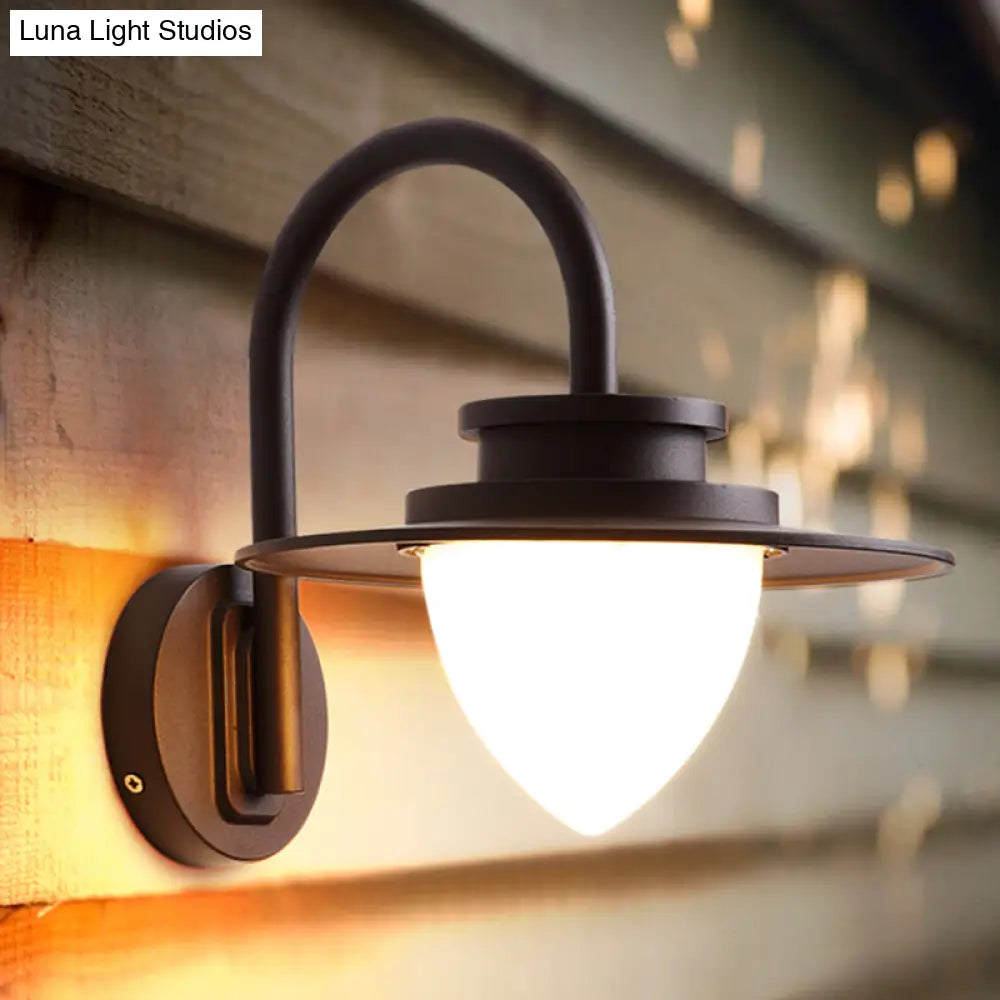 DecorBites™ Minimalist LED Wall Sconce with Black Metal Gooseneck Arm - Strawberry Garden Mount Light