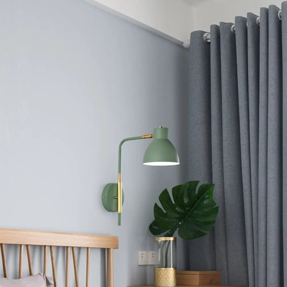 DecorBites™ Minimalist Metal Wall Mounted Light with Dome Shade - Rectangular Arm Sconce in Grey/White/Green, 5.5" Wide
