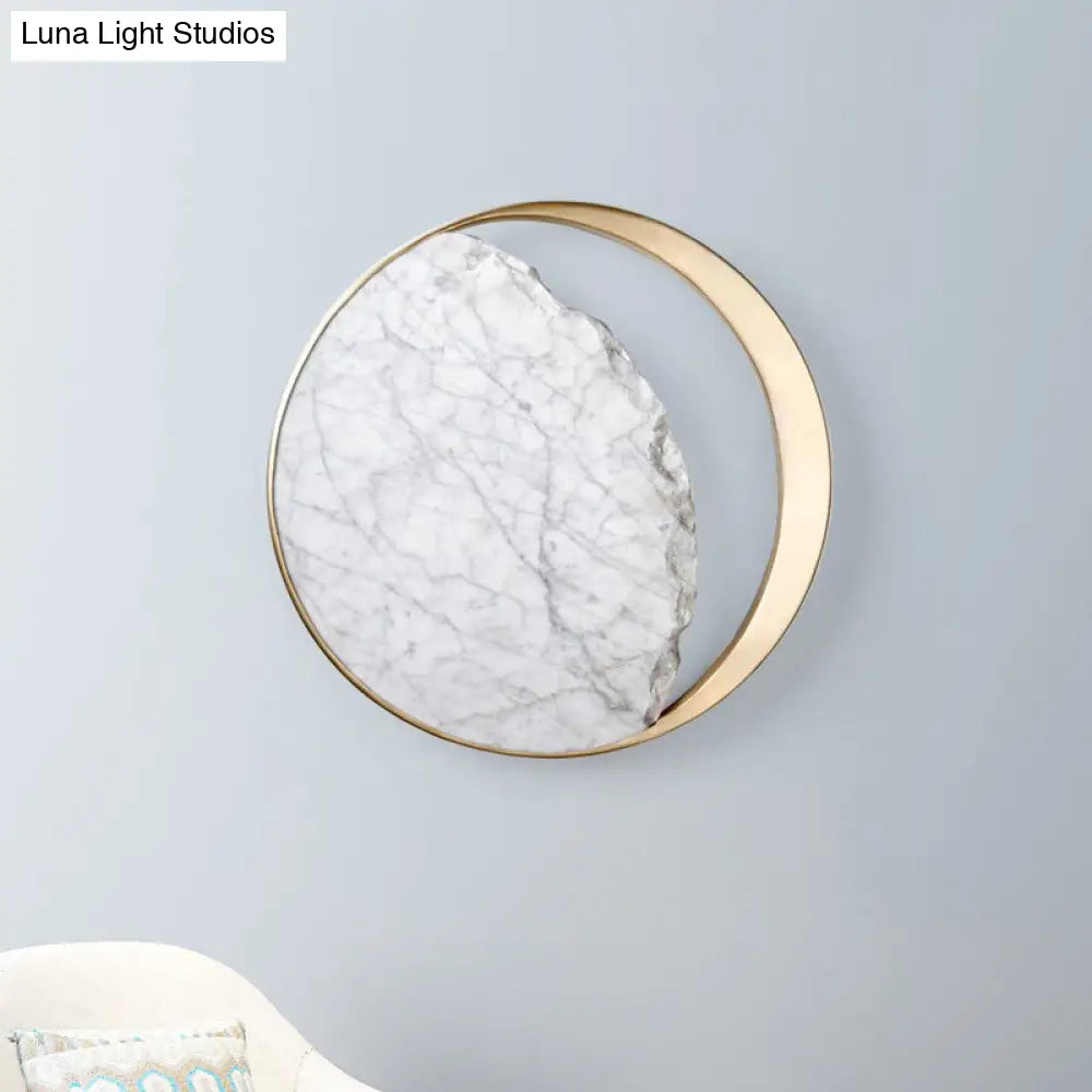 DecorBites™ Minimalist Moon Wall Lamp Marble 1-Head Sconce in Gold - Perfect for Living Room