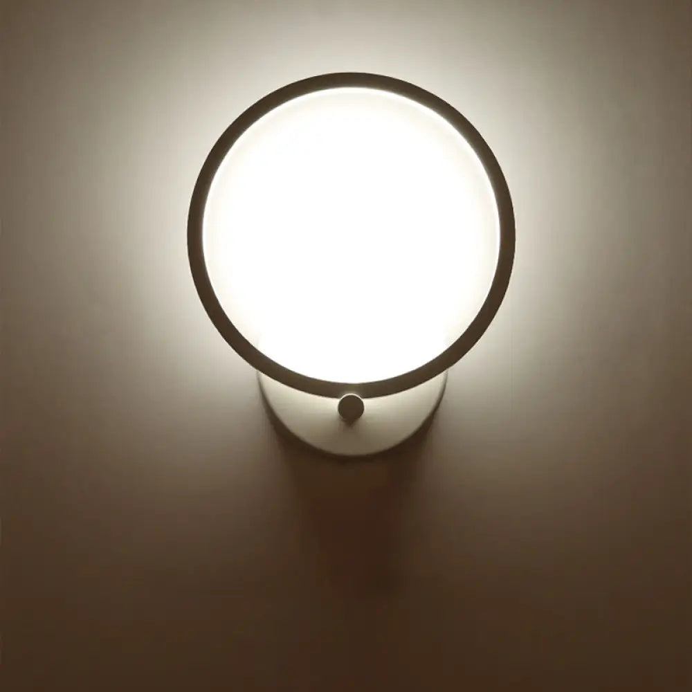 DecorBites™ Minimalist White LED Circle Sconce Light Fixture with Acrylic Wall Mount - Warm/White Light for Corridor, 8"/10" Width