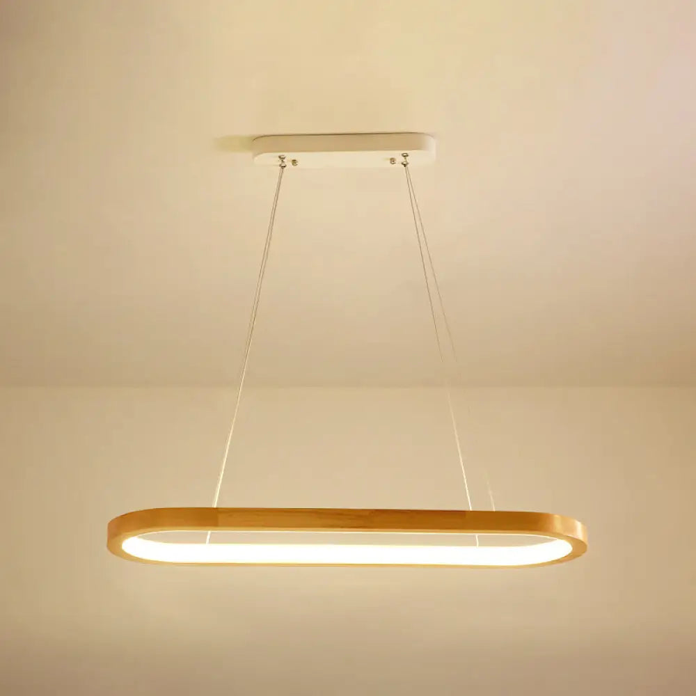DecorBites™ Minimalist Wood Island Pendant LED Ceiling Light - Modern Elliptic Design for Living Room