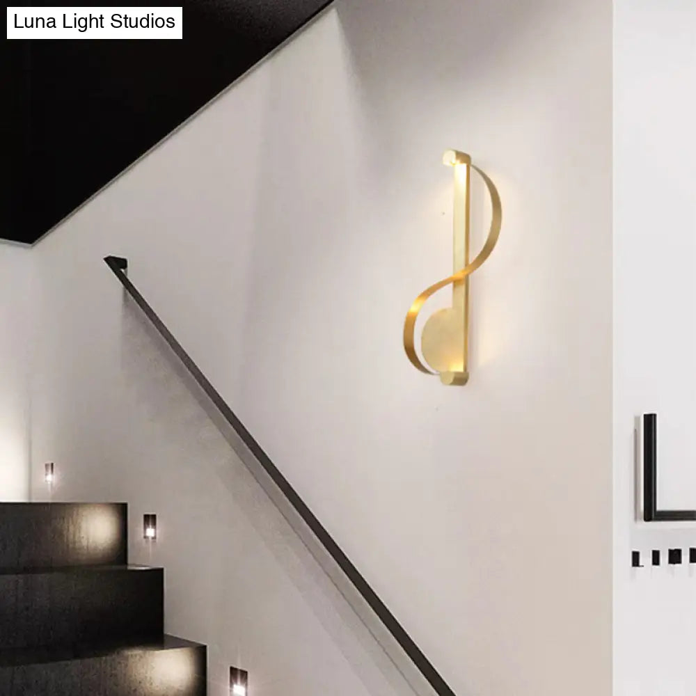 DecorBites™ Minimalistic Brass Curve LED Wall Mount Light: Stylish Metal Sconce for Living Room