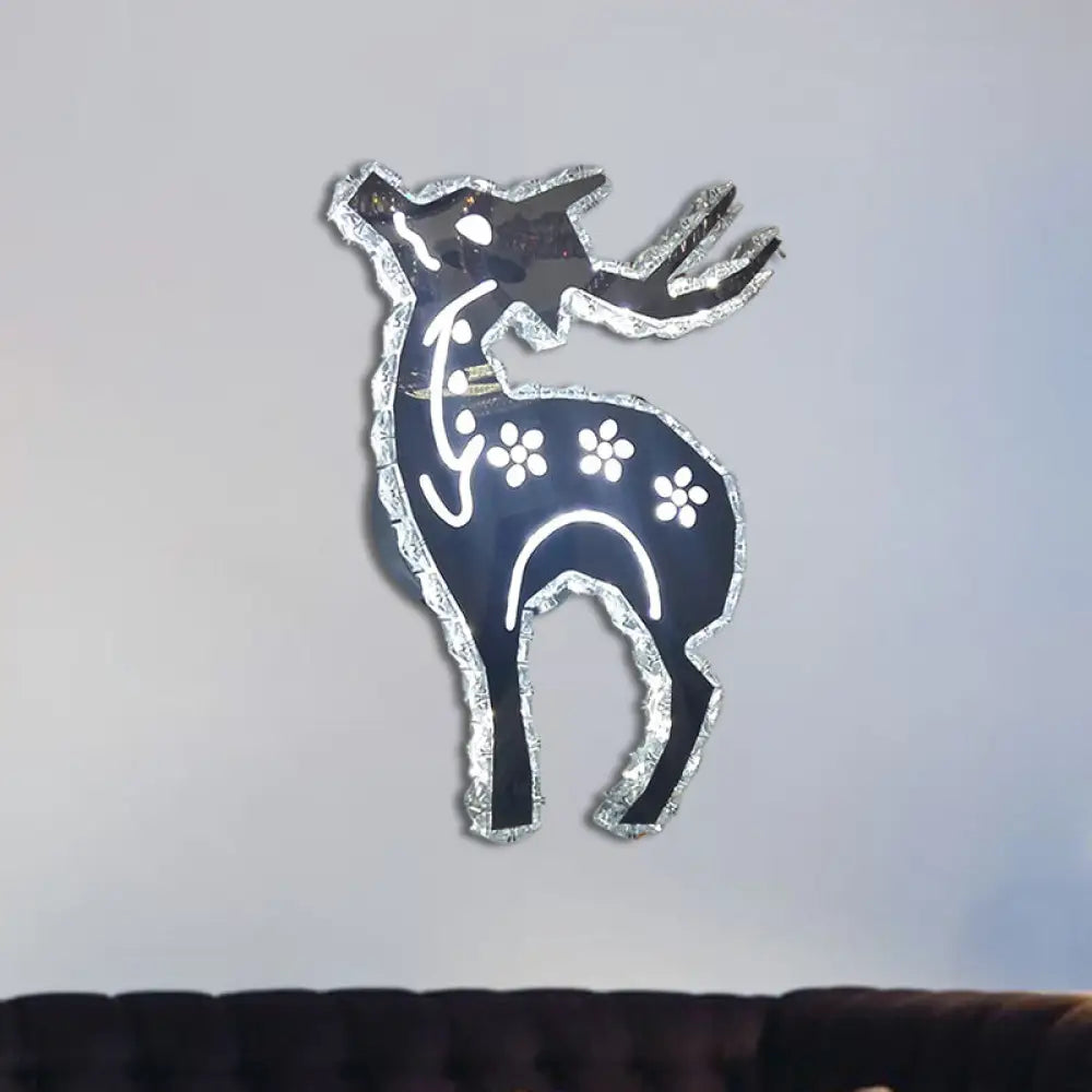 DecorBites™ Minimalistic LED Bedroom Wall Sconce with Deer Crystal Shade - Warm/White Light Options