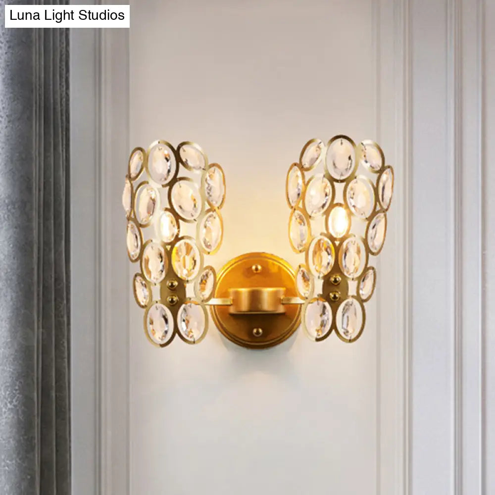 DecorBites™ Modern 2-Bulb Crystal Wall Lamp with Gold Finish for Bedside