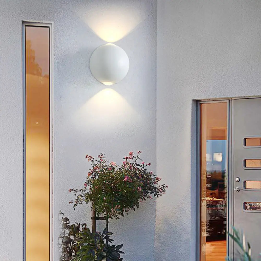 DecorBites™ Modern 2-LED Up/Down Wall Light Fixture - Aluminum White Sconce Light for Outdoor Use in Warm/White
