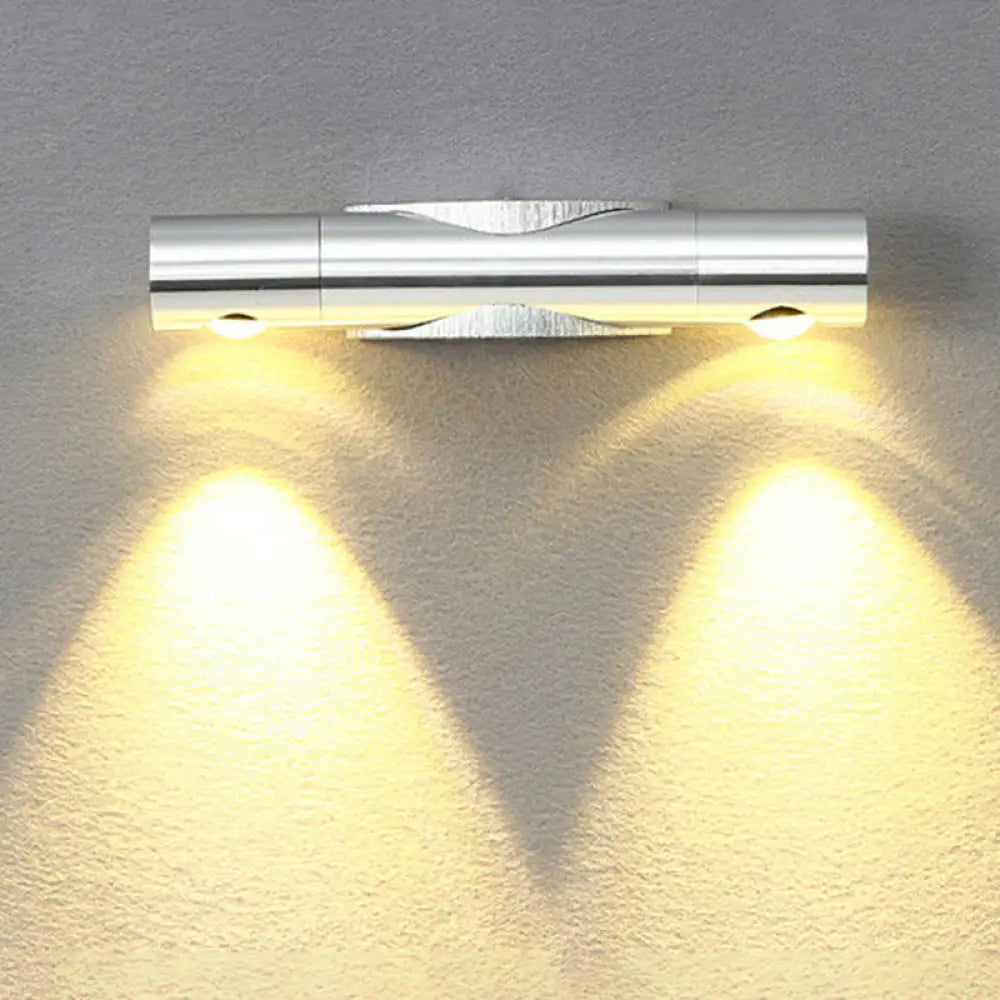 DecorBites™ Modern 2-Light Wall Fixture for Living Room with Aluminum Shade in Black/Silver - Warm/White Lighting