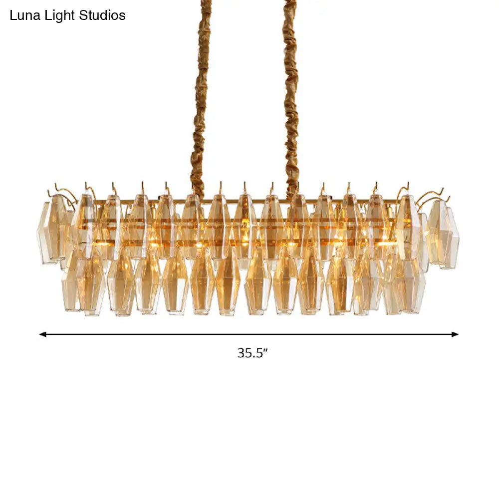 DecorBites™ Modern Amber Crystal Oval Island Lamp - 6 Heads Dining Room Hanging Light Fixture