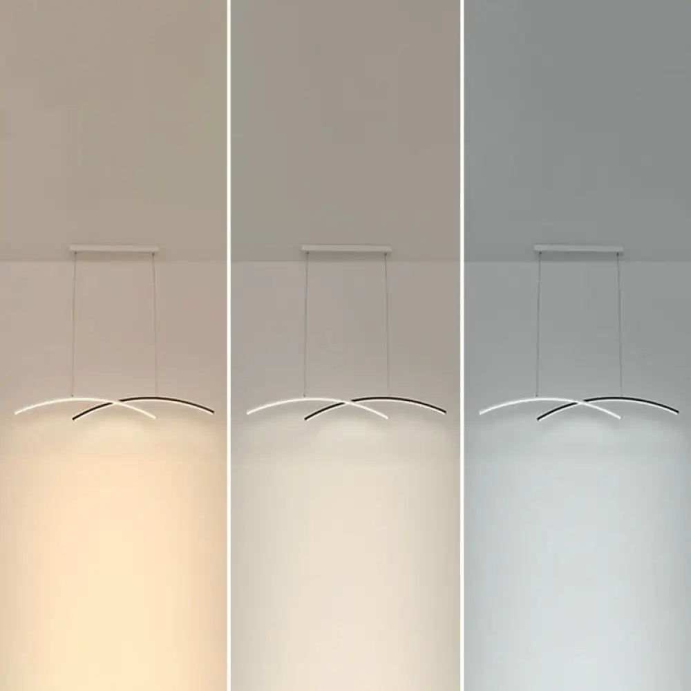 DecorBites™ Modern Black and White Arc Ceiling LED Island Light for Living Room