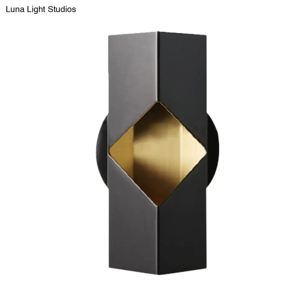 DecorBites™ Modern Black Geometric LED Sconce for Bedroom Wall Mounting with Iron Shade