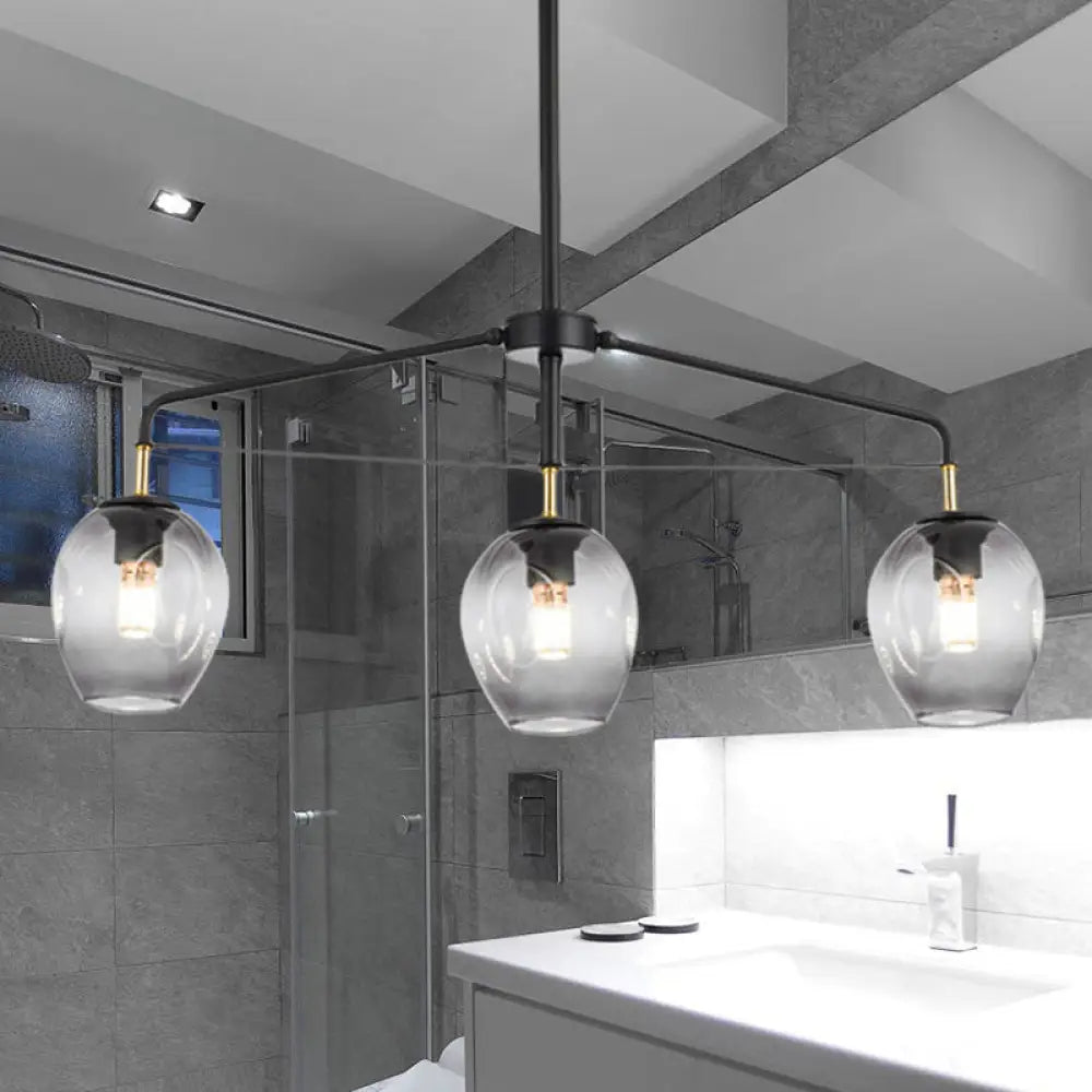 DecorBites™ Modern Black Glass Pendant Island Lamp with Dimpled Bubble Shade - Perfect for Living Room