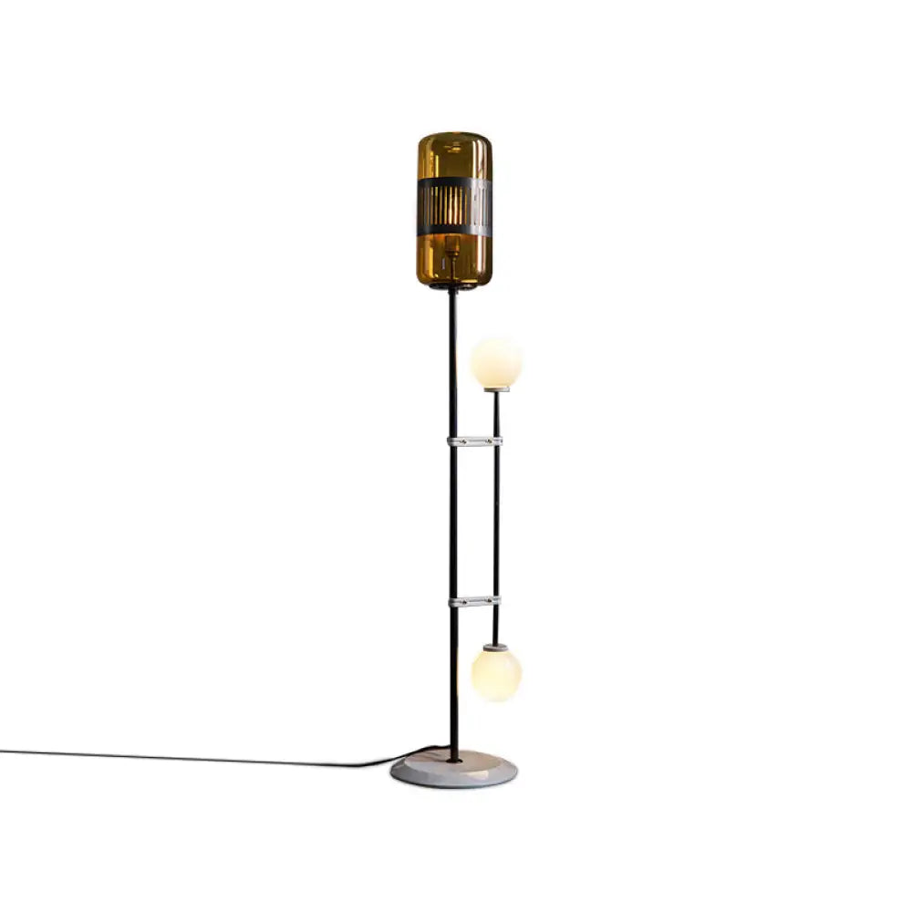 DecorBites™ Modern Black Metal Floor Lamp with Unique Linear Capsule Arch Design for Living Room
