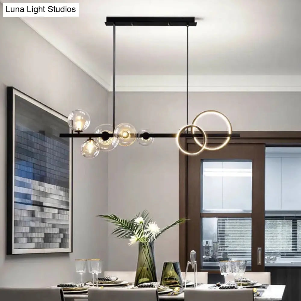 DecorBites™ Modern Black Metal Island Pendant Lighting with Clear Glass for Dining Table