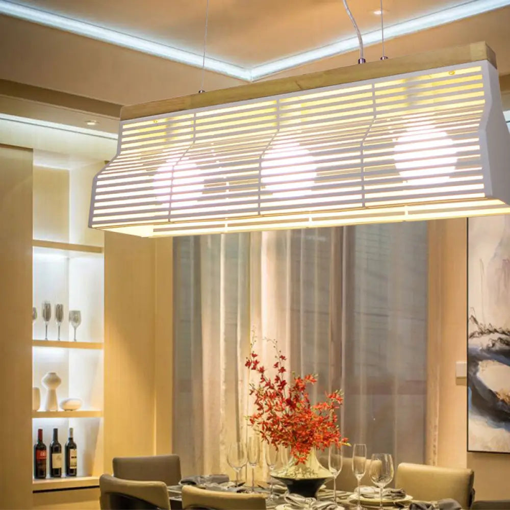 DecorBites™ Modern Black/White Linear Island Pendant Light - 3-Light Metal and Wood - Dining Room Lighting
