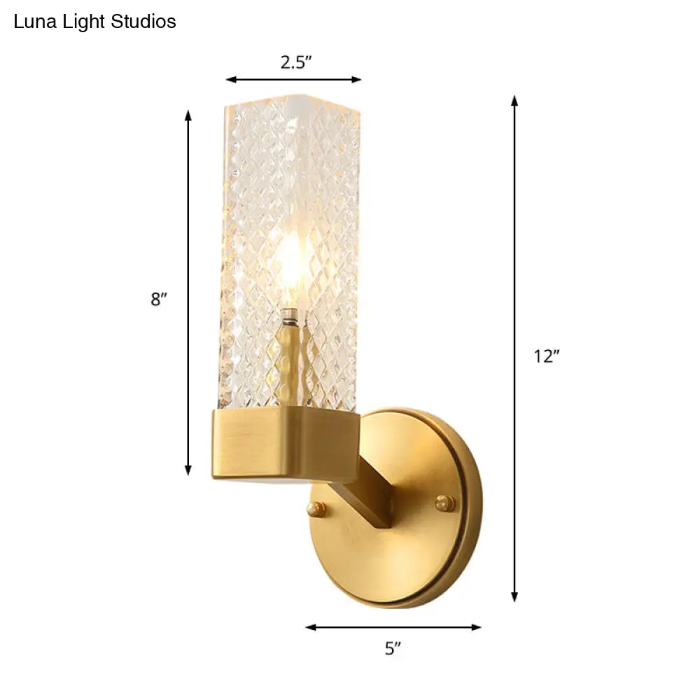 DecorBites™ Modern Brass Glass Cubic Wall Lamp - Stylish 1-Light Fixture for Living Room