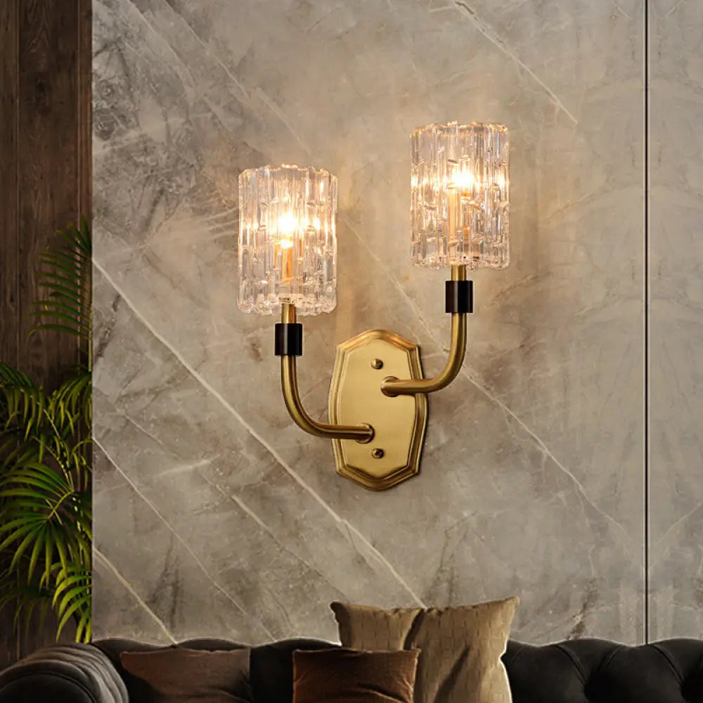 DecorBites™ Modern Brass Sconce Light with Clear Glass Shade - Wall Mounted 1/2-Light for Living Room