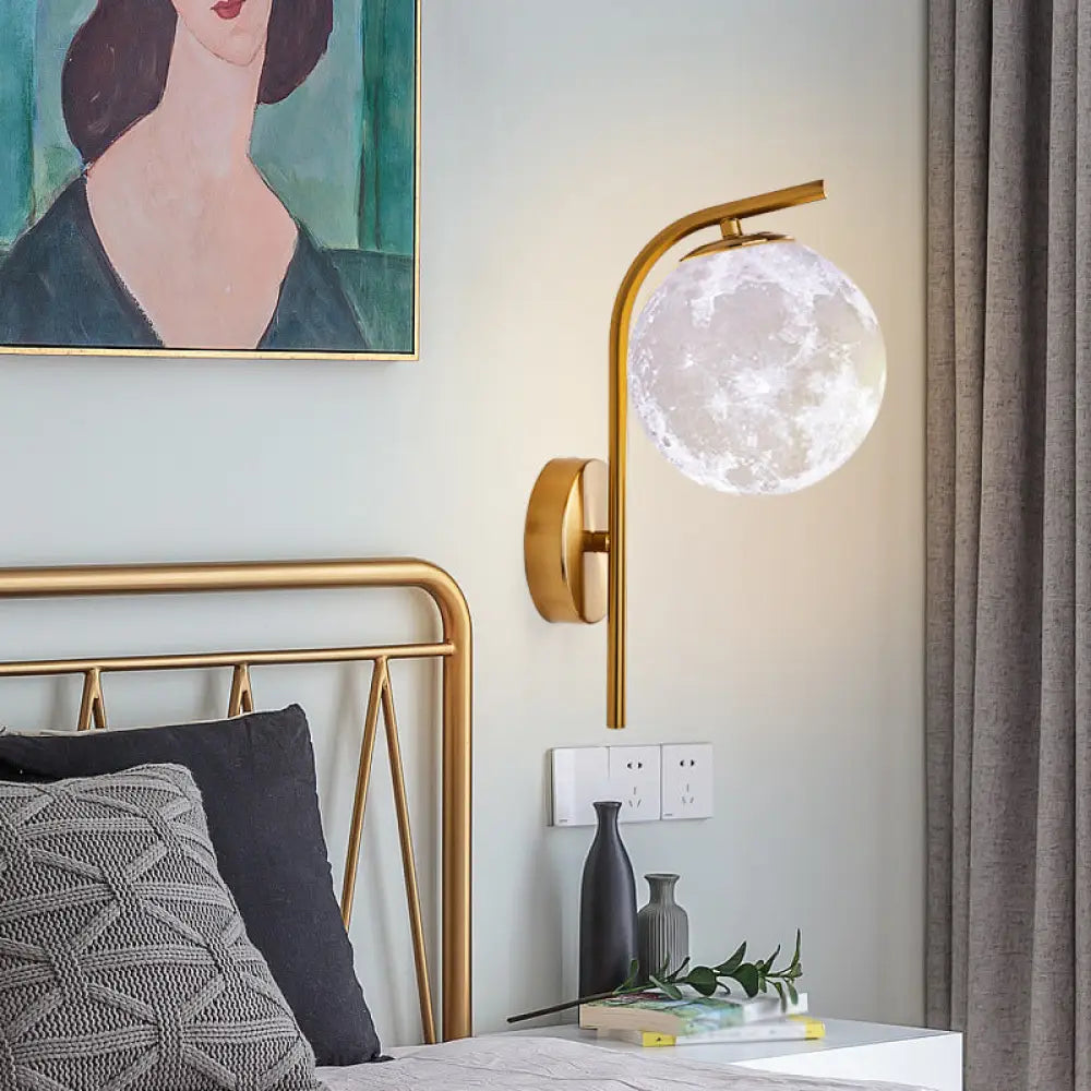 DecorBites™ Modern Brass Wall Mounted Bedside Lamp with Grey/Clear Water/White Glass Shade