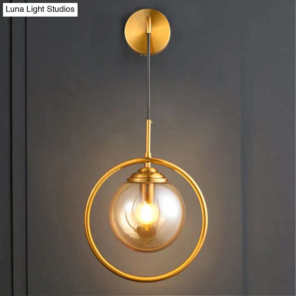 DecorBites™ Modern Brass Wall Sconce with Glass Sphere Shade for Bedside Lighting