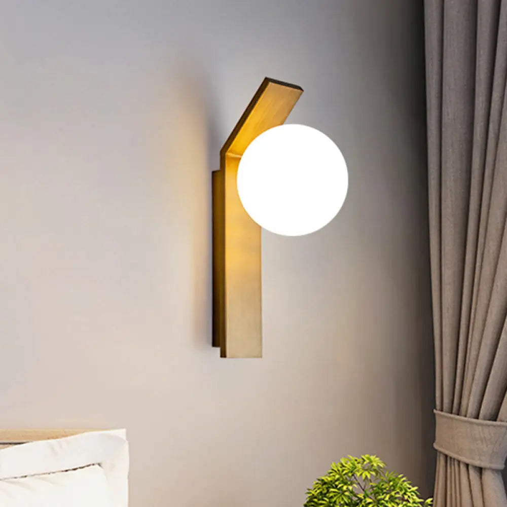 DecorBites™ Modern Bronze/Copper Dining Room Wall Lamp: 1-Bulb Sconce Light with Milk Glass Shade