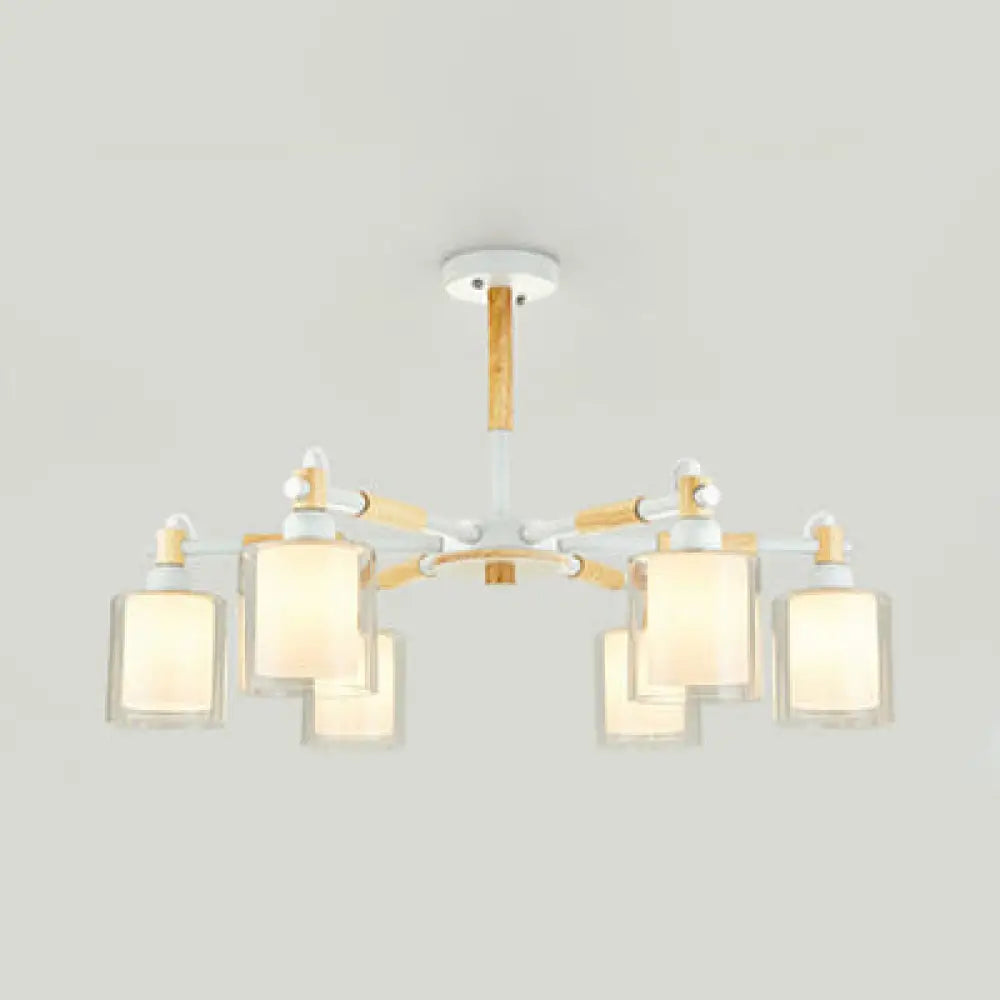 DecorBites™ Modern Chic Glass Cylinder Hanging Pendant Lamp with 6 Lights for Bedroom
