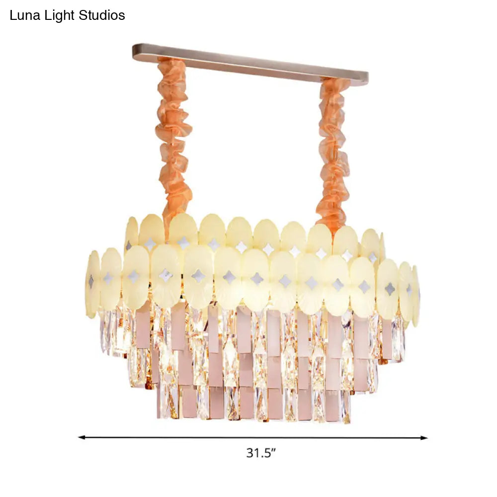 DecorBites™ Modern Clear Crystal Island Chandelier - 12 Light Oval Pendant for Dining Room