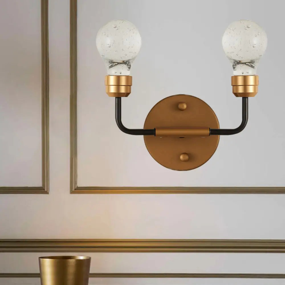 DecorBites™ Modern Crystal 2-Light Brass Wall Light - Bulb Shaped Sconce Lamp for Bedroom & Living Room, Warm/White Light