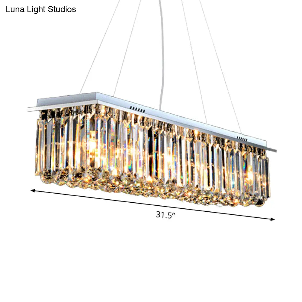 DecorBites™ Modern Crystal Pendant Island Lamp with Rectangle Shape, 4/5/6 Lights, Stainless Steel - Ideal for Restaurants