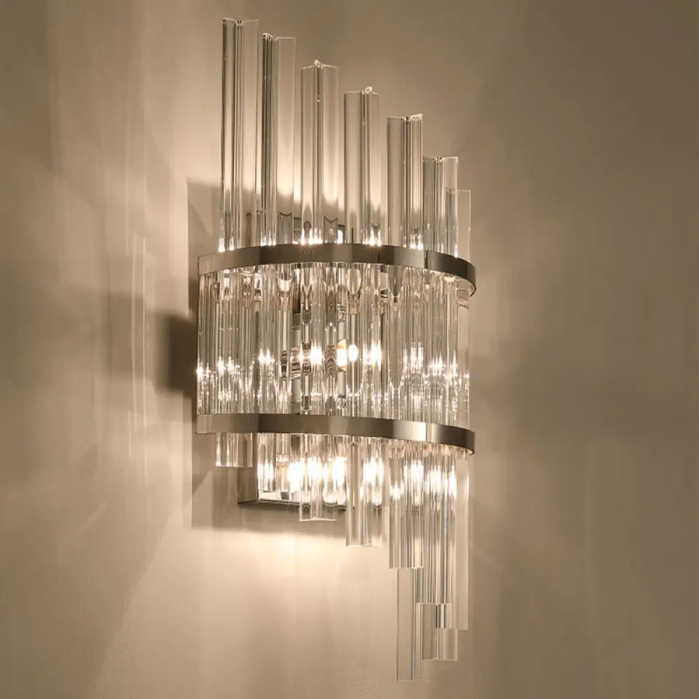 DecorBites™ Modern Crystal Prism Sconce Lighting - 3 Lights - Chrome/Gold Finish - Living Room Wall Mounted Lamp