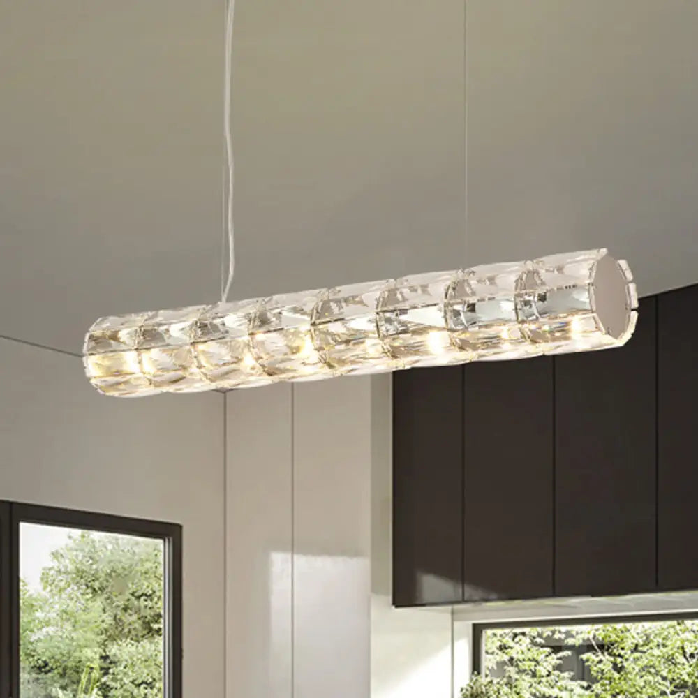 DecorBites™ Modern Crystal Tube Island Light with 6/8 Bulb Suspension - Clear and Stylish