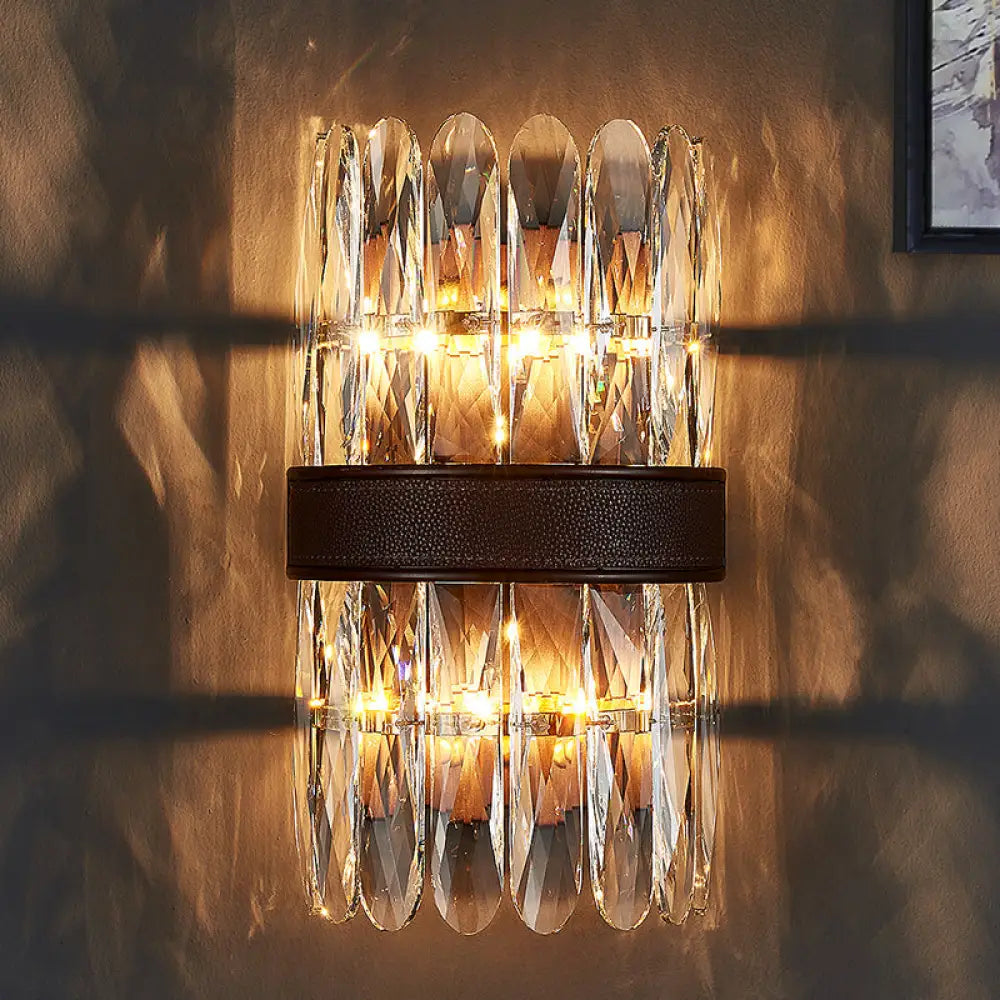 DecorBites™ Modern Crystal Wall Sconce Light - Black Cylinder Block Fixture (2/4 Lights)