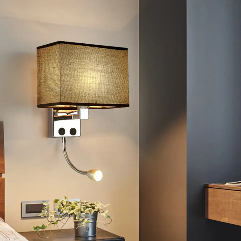 DecorBites™ Modern Fabric Rectangle Spotlight Wall Lamp - Nordic Style, 1-Light, Black/Flaxen/Beige, Wall Mounted Fixture
