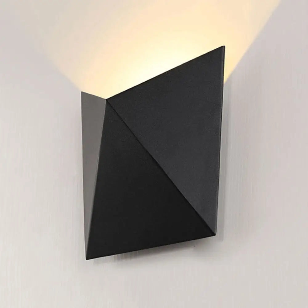 DecorBites™ Modern Geometric Metal Wall Sconce Light with LED, Black Finish, Warm/White Lighting