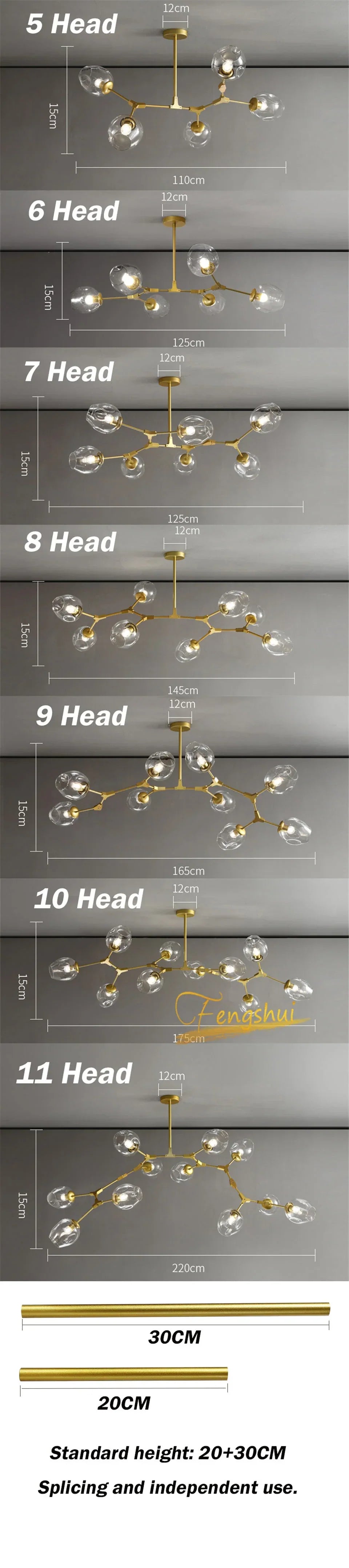 DecorBites™ Modern Glass Ball Pendant Chandelier - Black Gold