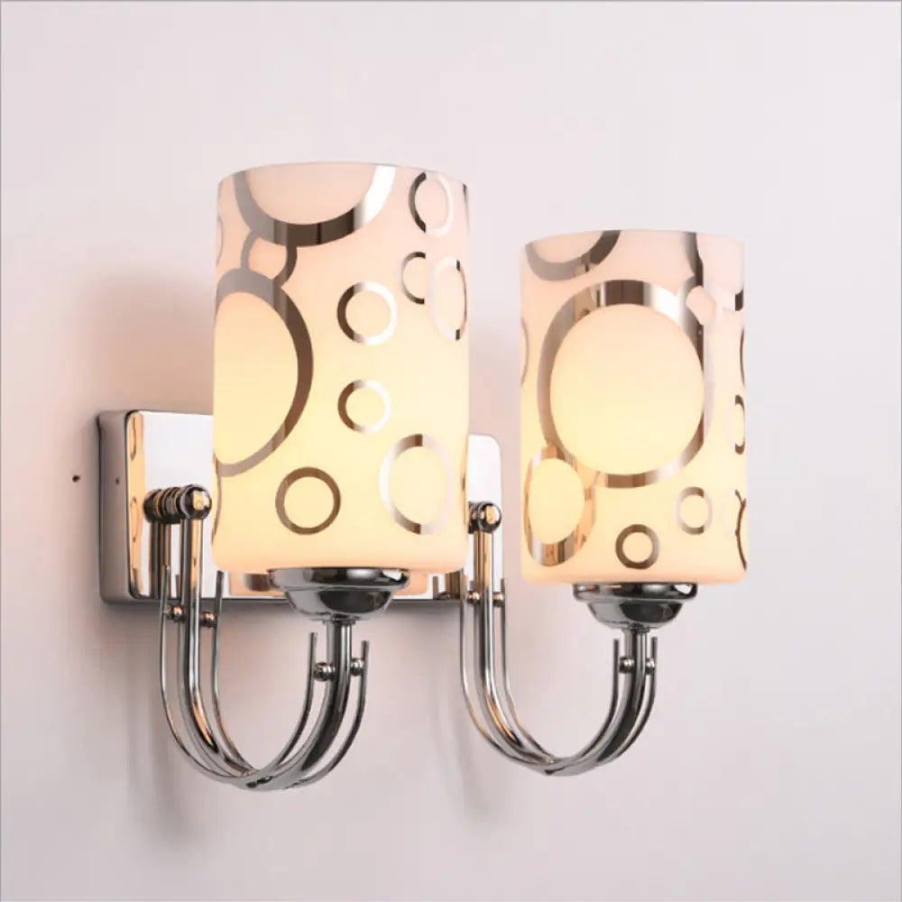 DecorBites™ Modern Glass Cylinder Wall Sconce 1/2-Lights - Chrome Finish Bedside Lamp