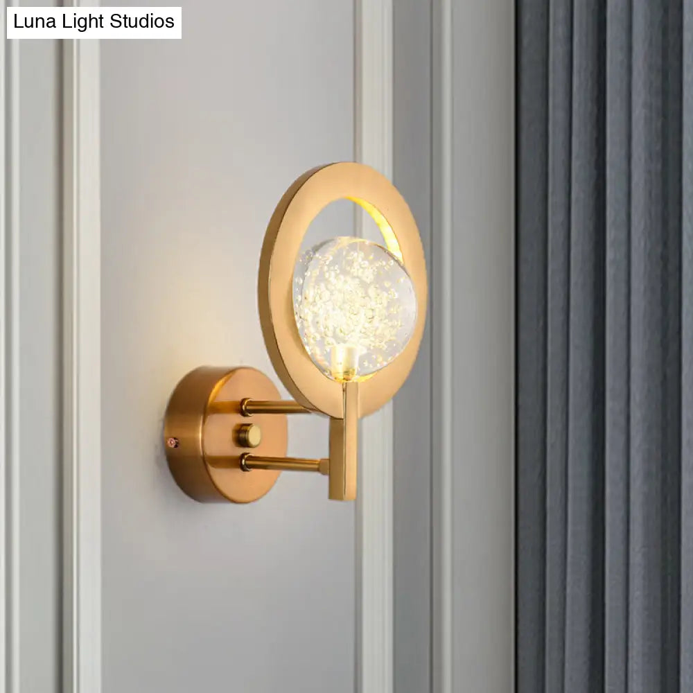 DecorBites™ Modern Globe Wall Lamp with Clear Crystal and LED Light in Gold Finish